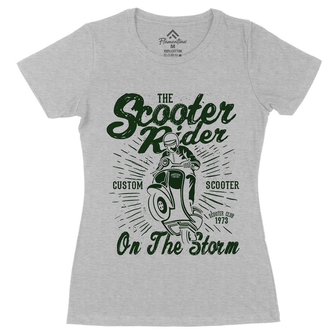 Scooter Rider Womens Organic Crew Neck T-Shirt Motorcycles A137