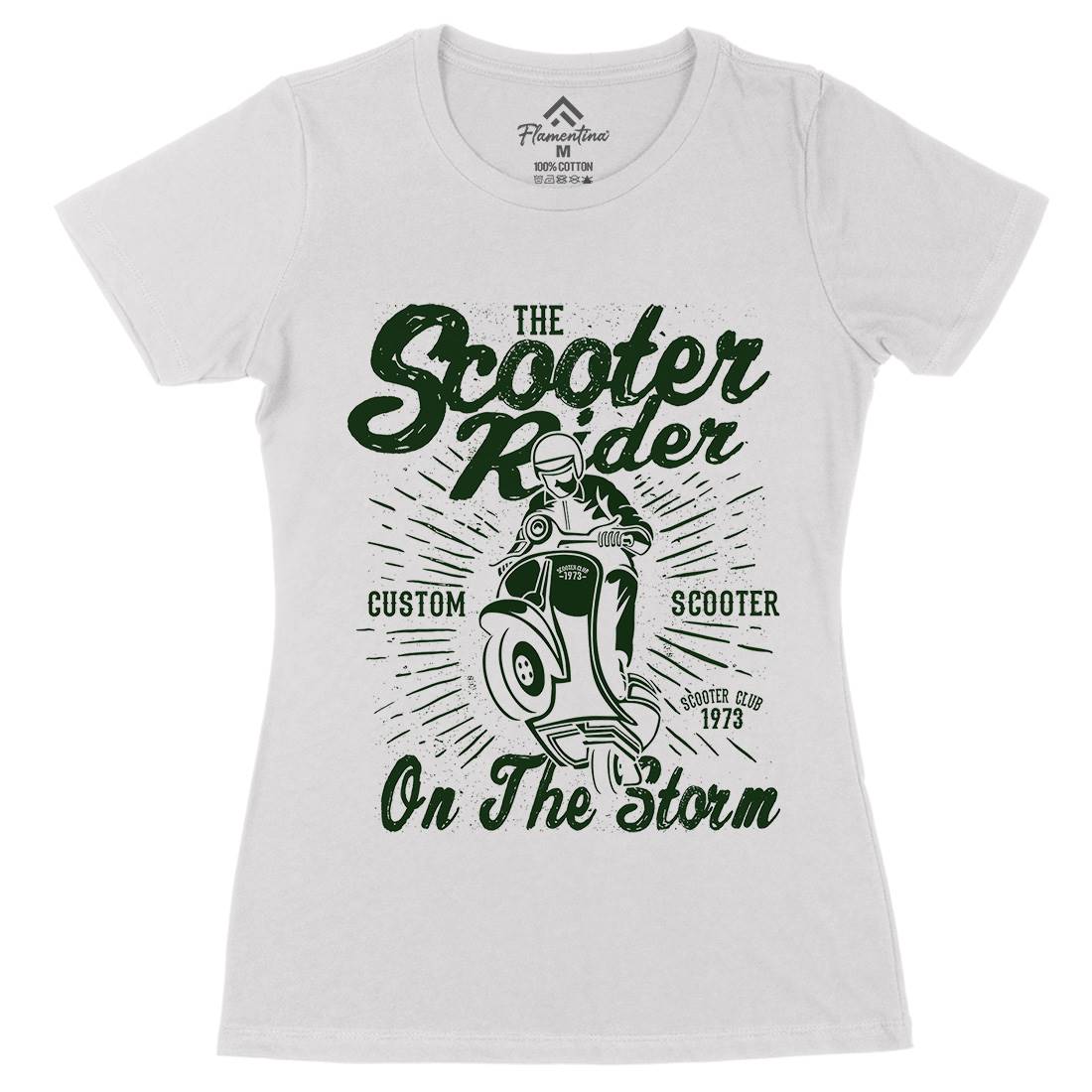 Scooter Rider Womens Organic Crew Neck T-Shirt Motorcycles A137