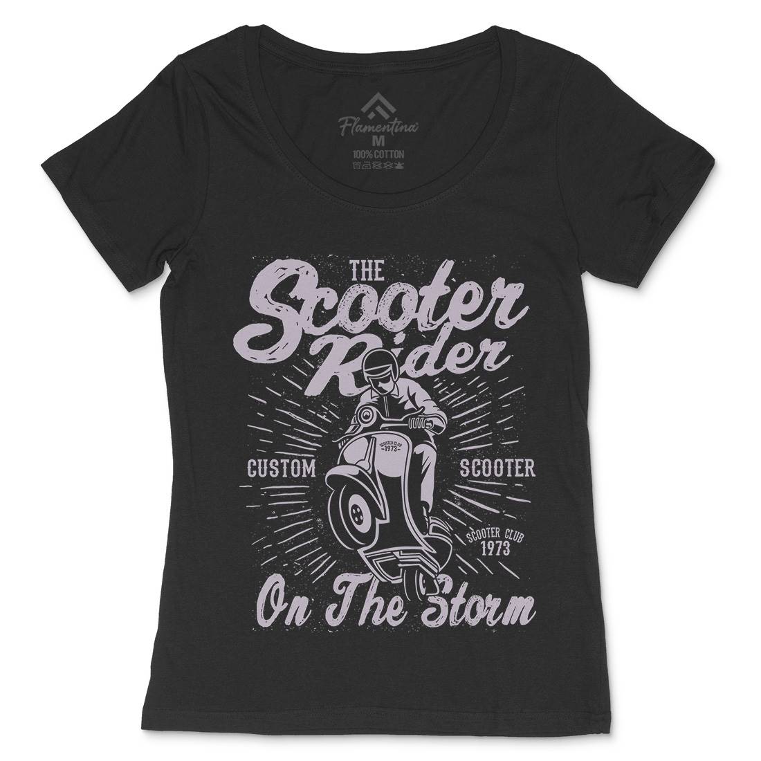 Scooter Rider Womens Scoop Neck T-Shirt Motorcycles A137