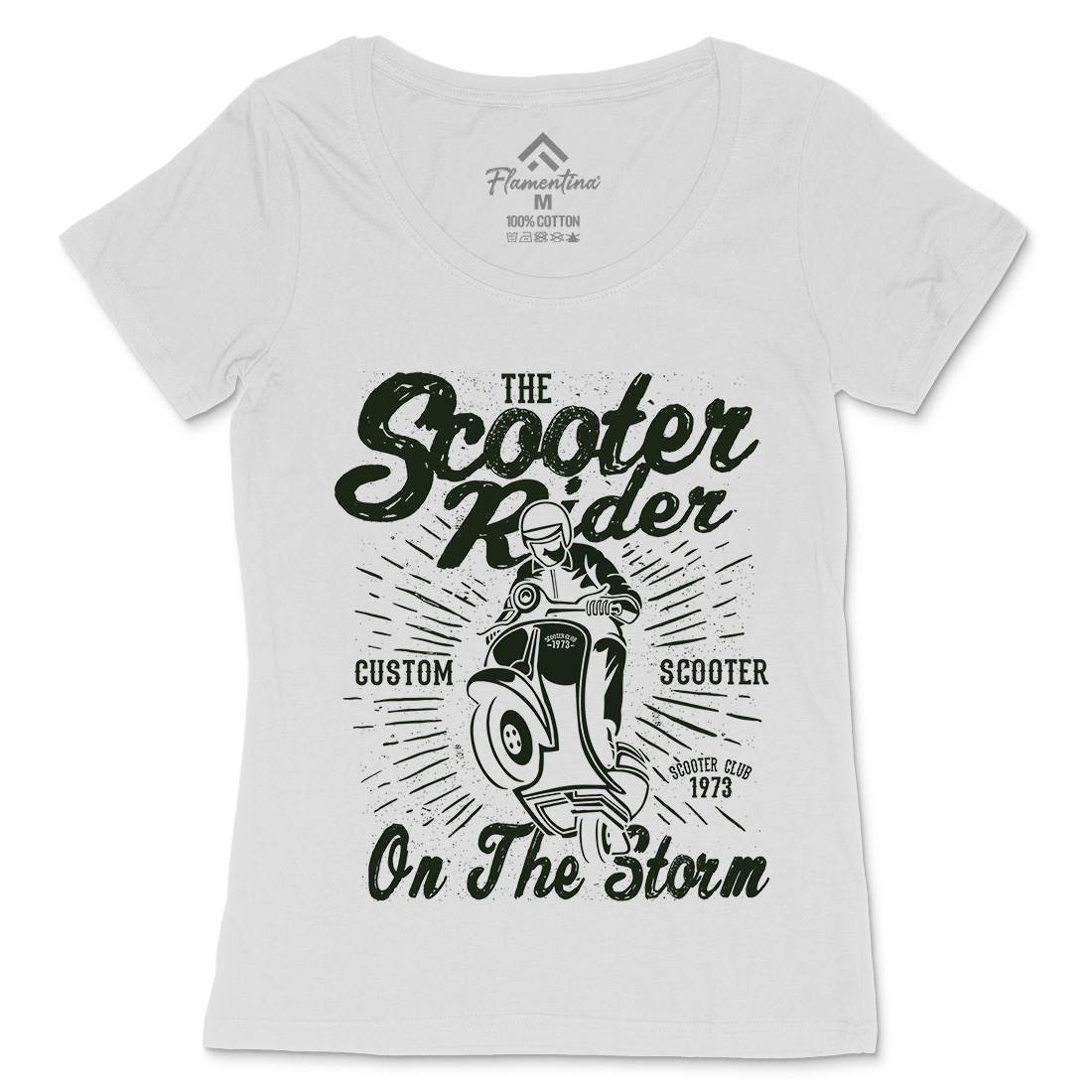 Scooter Rider Womens Scoop Neck T-Shirt Motorcycles A137