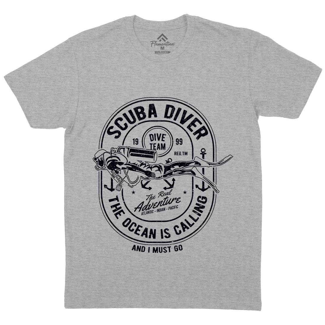 Scuba Diver Mens Crew Neck T-Shirt Navy A138