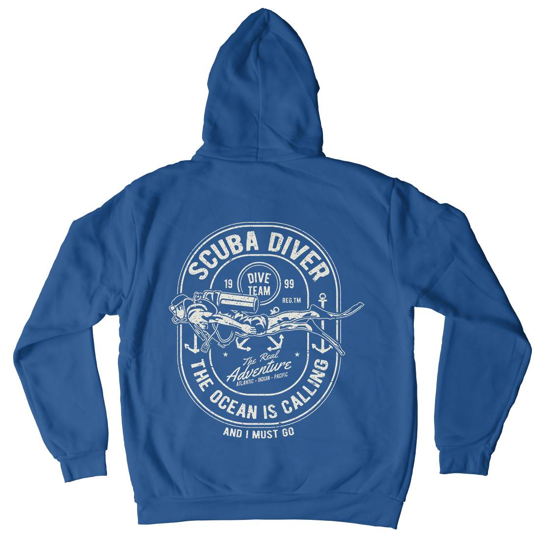 Scuba Diver Mens Hoodie With Pocket Navy A138