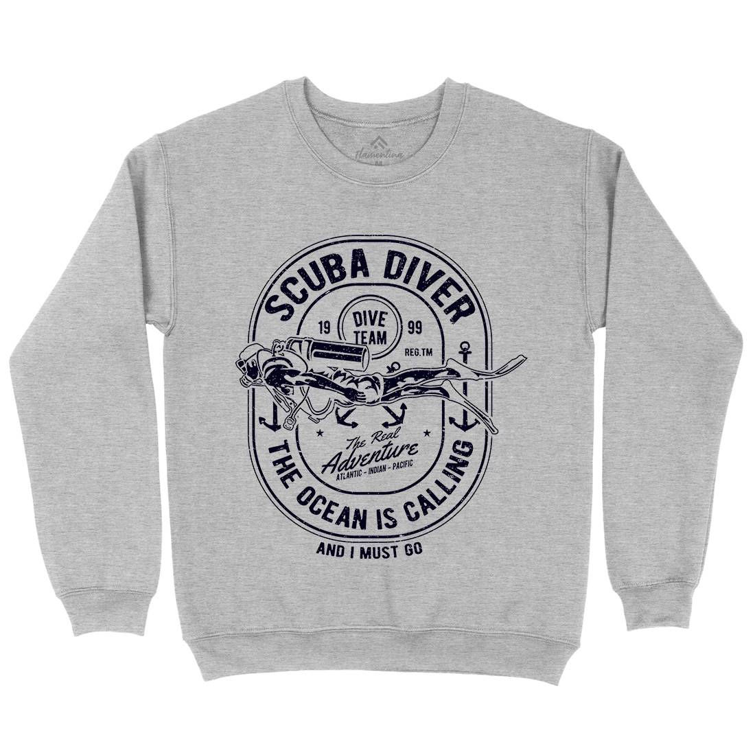 Scuba Diver Kids Crew Neck Sweatshirt Navy A138
