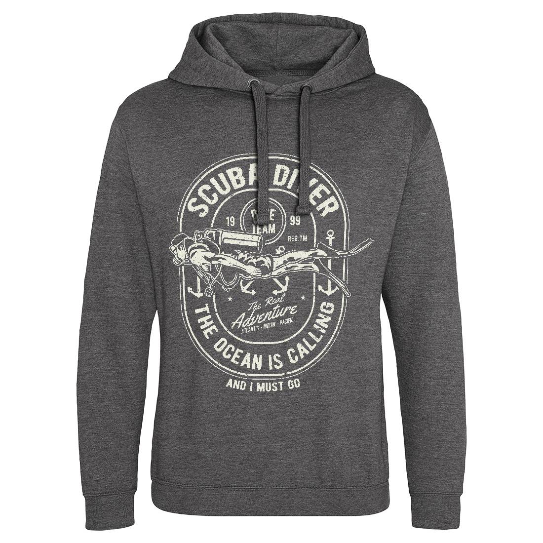 Scuba Diver Mens Hoodie Without Pocket Navy A138