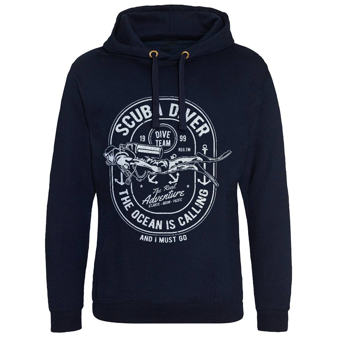 Scuba Diver Mens Hoodie Without Pocket Navy A138