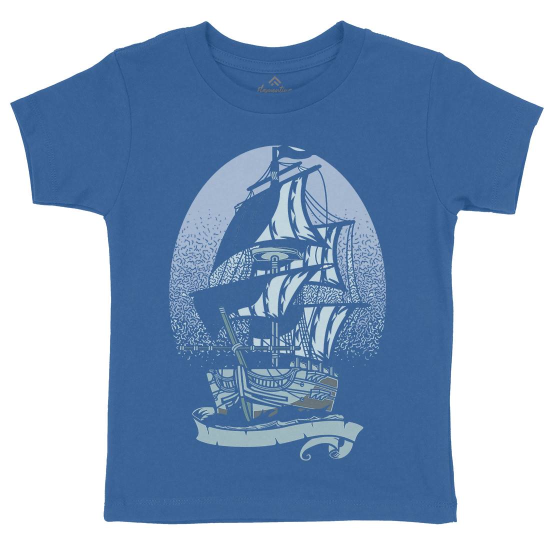 Ship Kids Crew Neck T-Shirt Navy A140