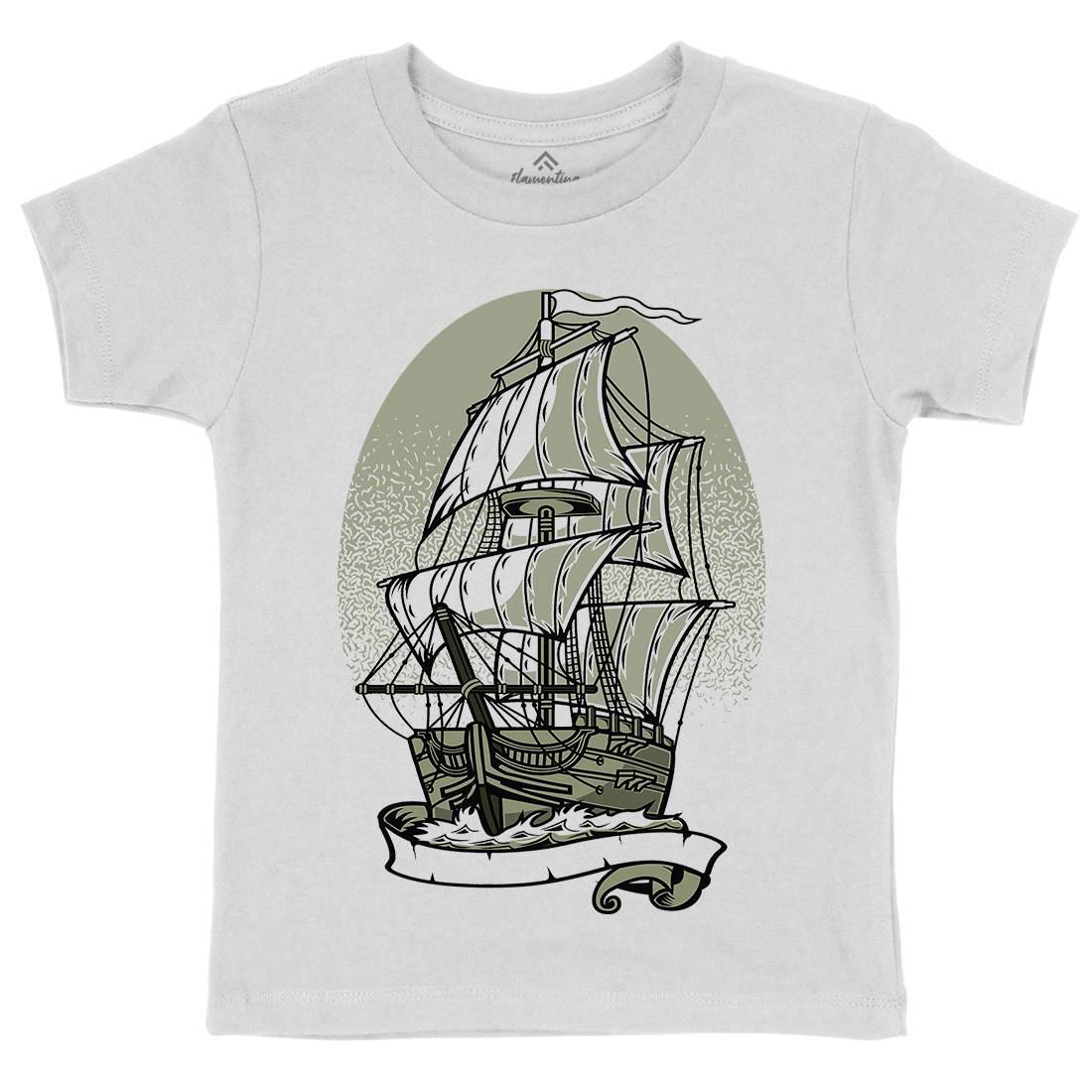 Ship Kids Crew Neck T-Shirt Navy A140