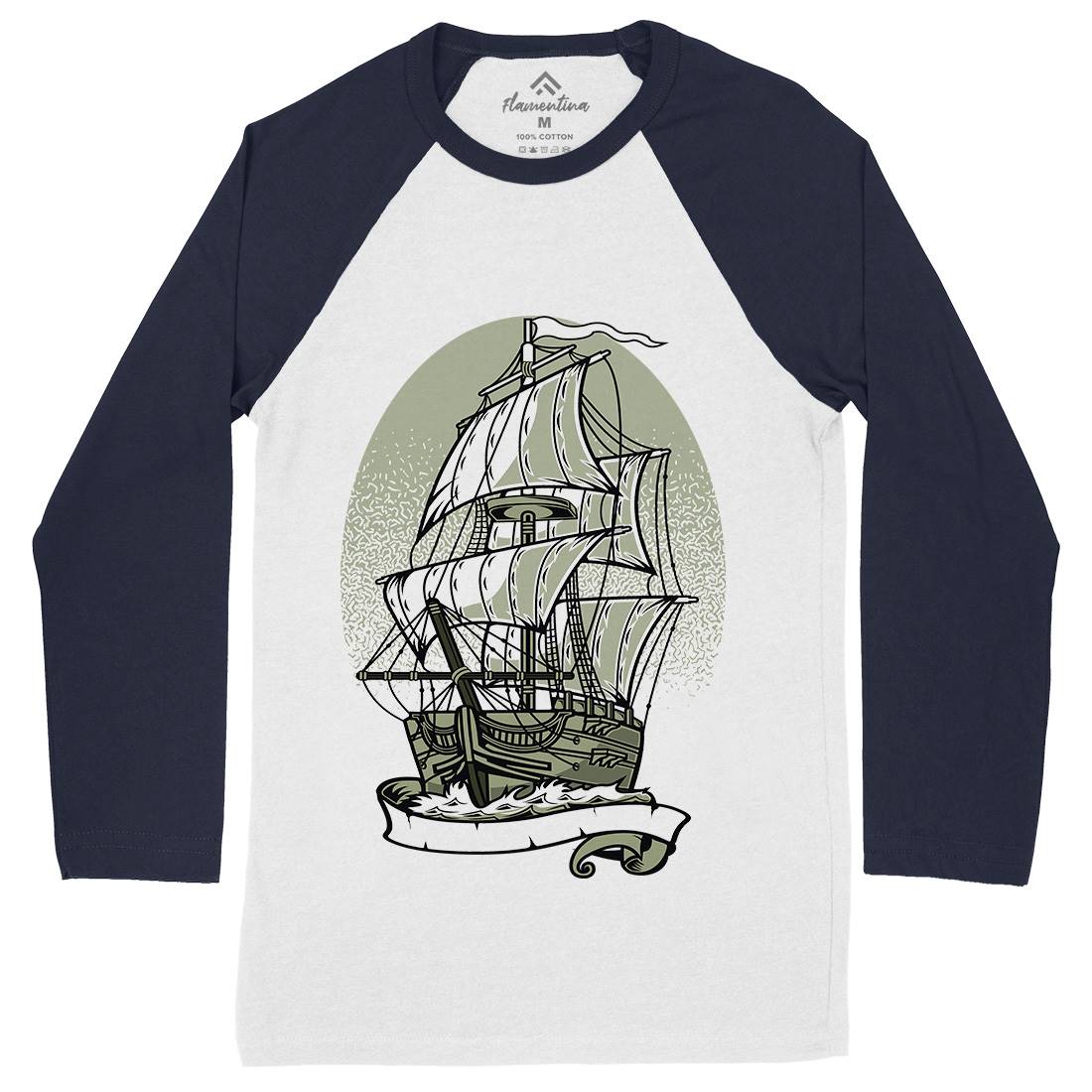 Ship Mens Long Sleeve Baseball T-Shirt Navy A140