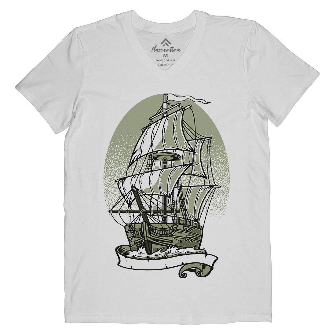 Ship Mens Organic V-Neck T-Shirt Navy A140