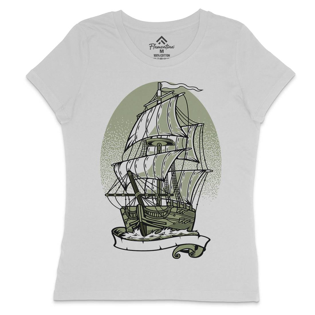 Ship Womens Crew Neck T-Shirt Navy A140
