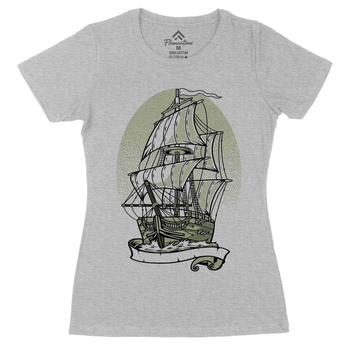 Ship Womens Organic Crew Neck T-Shirt Navy A140