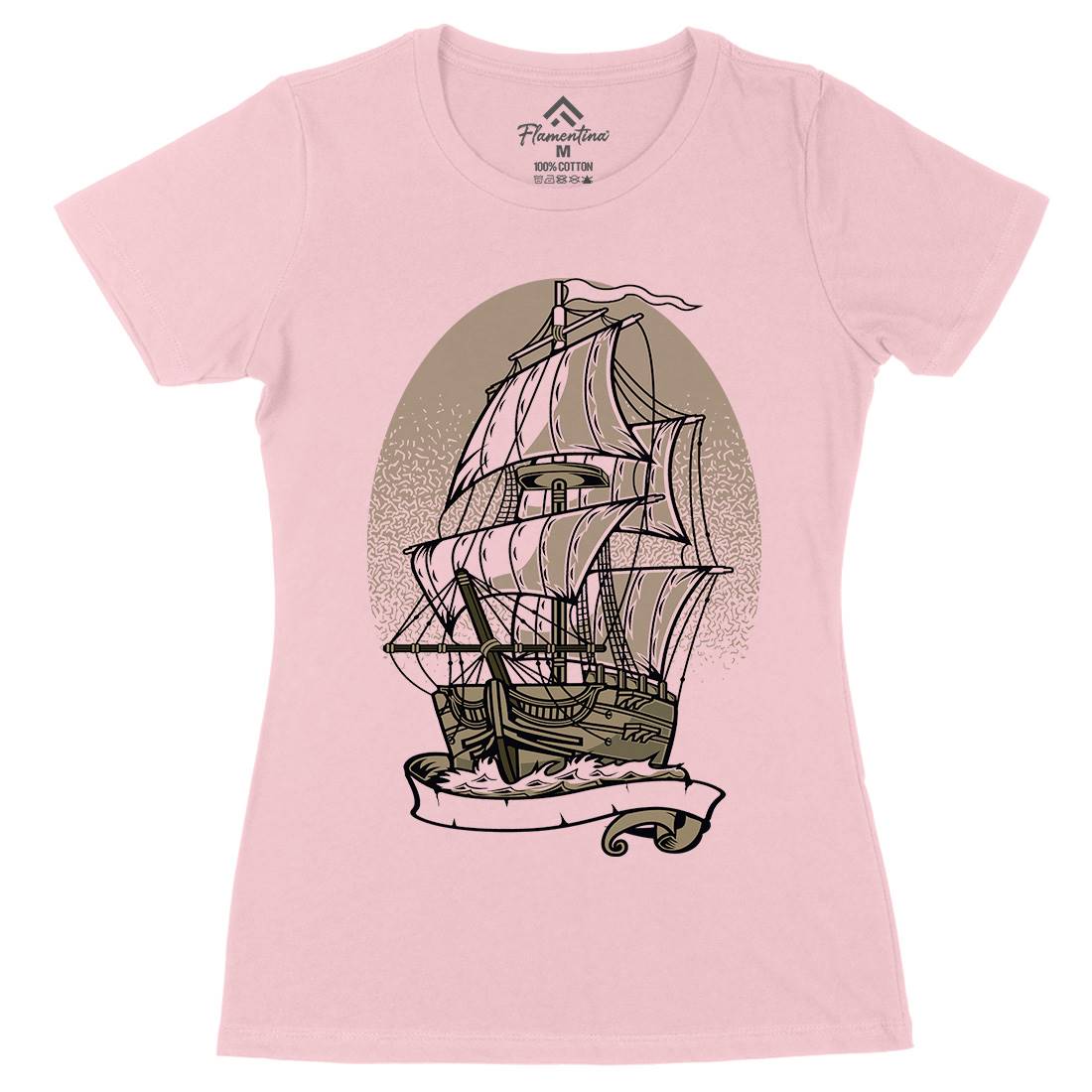 Ship Womens Organic Crew Neck T-Shirt Navy A140