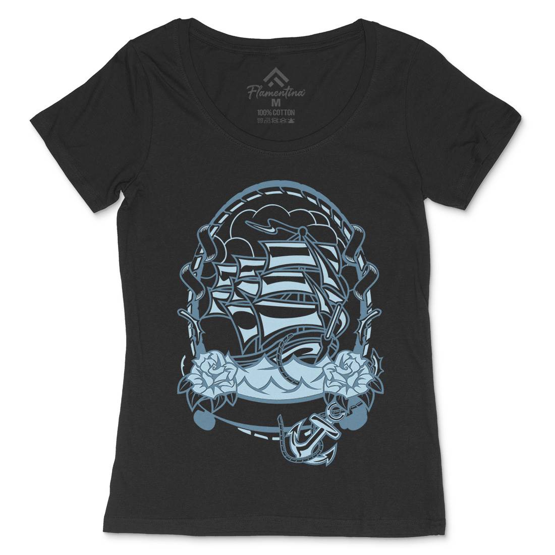 Ship Womens Scoop Neck T-Shirt Navy A141