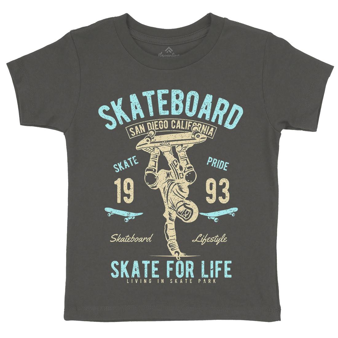 Skate For Life Kids Organic Crew Neck T-Shirt Skate A143