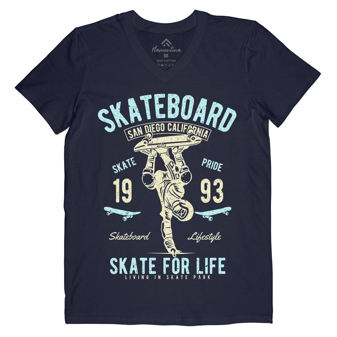 Skate For Life Mens V-Neck T-Shirt Skate A143