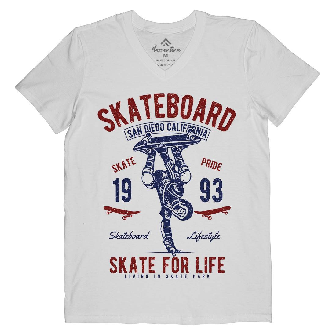 Skate For Life Mens Organic V-Neck T-Shirt Skate A143