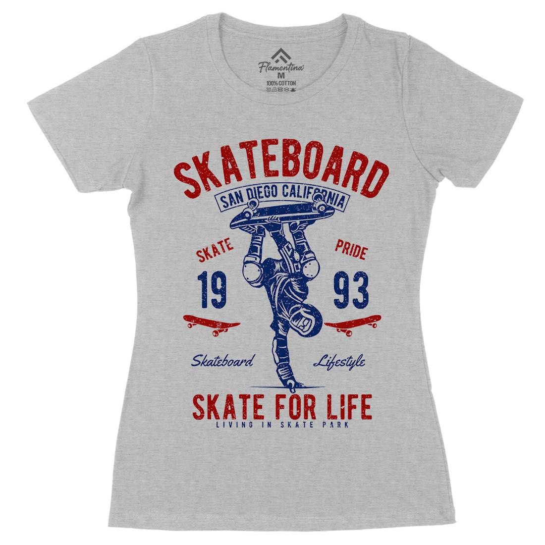 Skate For Life Womens Organic Crew Neck T-Shirt Skate A143