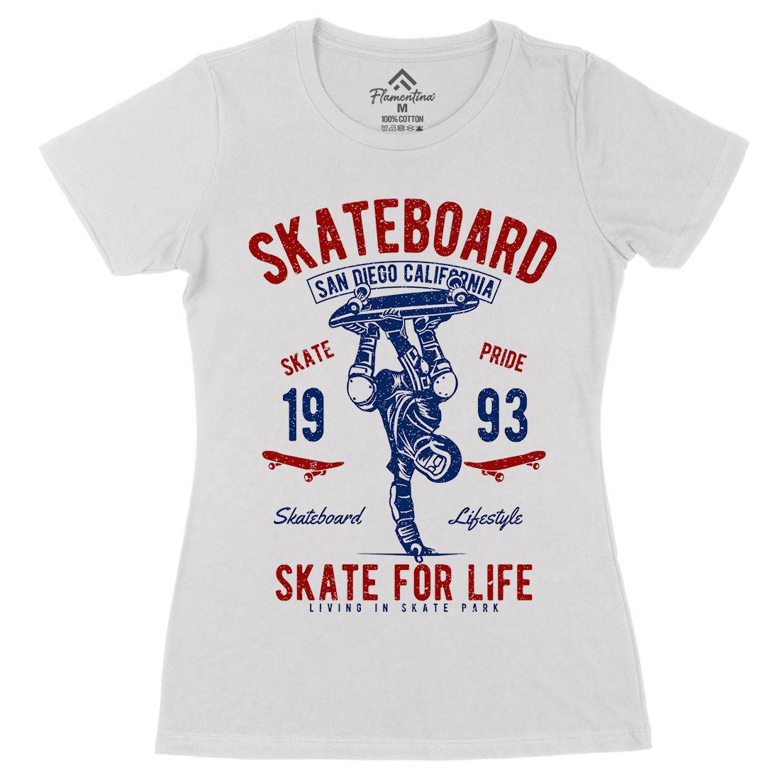 Skate For Life Womens Organic Crew Neck T-Shirt Skate A143