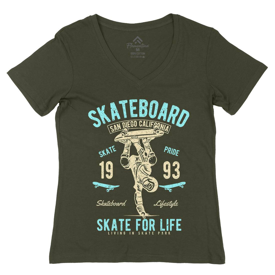 Skate For Life Womens Organic V-Neck T-Shirt Skate A143