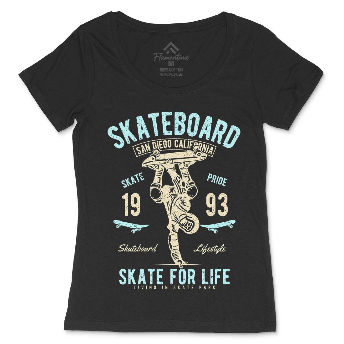 Skate For Life Womens Scoop Neck T-Shirt Skate A143