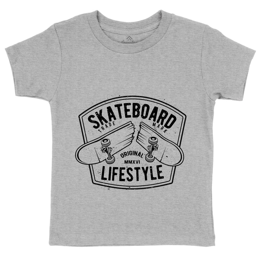 Skateboard Lifestyle Kids Organic Crew Neck T-Shirt Skate A145