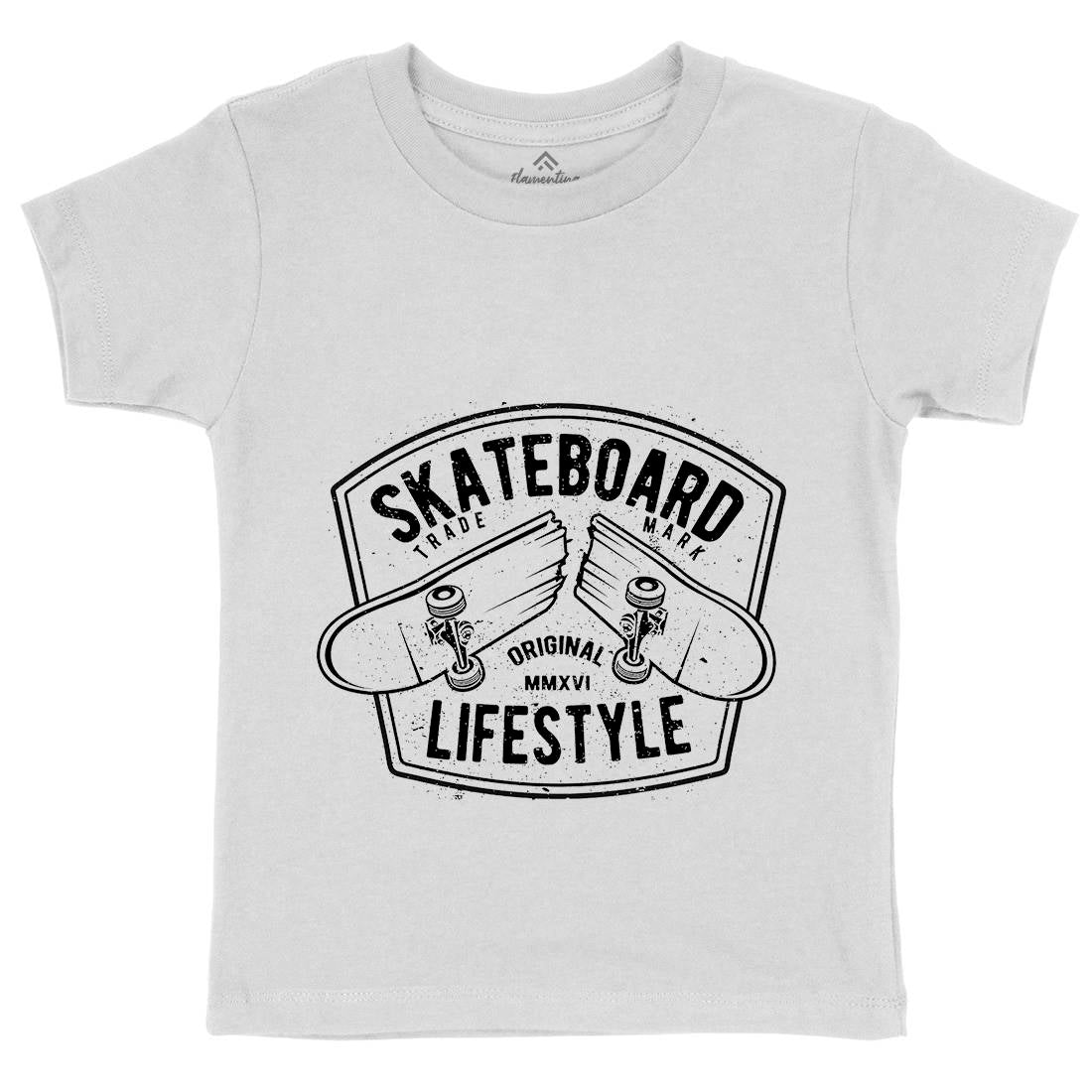 Skateboard Lifestyle Kids Organic Crew Neck T-Shirt Skate A145
