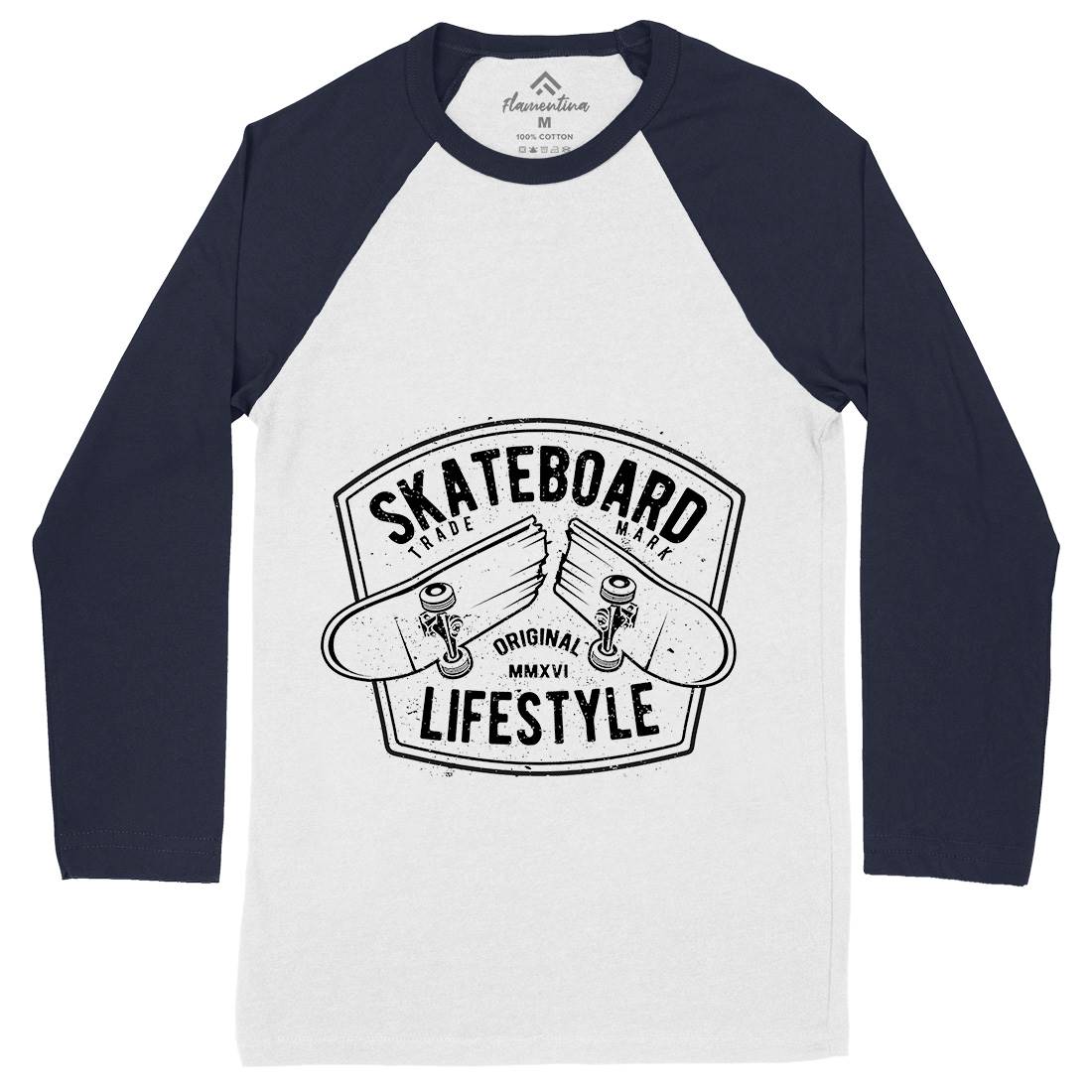 Skateboard Lifestyle Mens Long Sleeve Baseball T-Shirt Skate A145