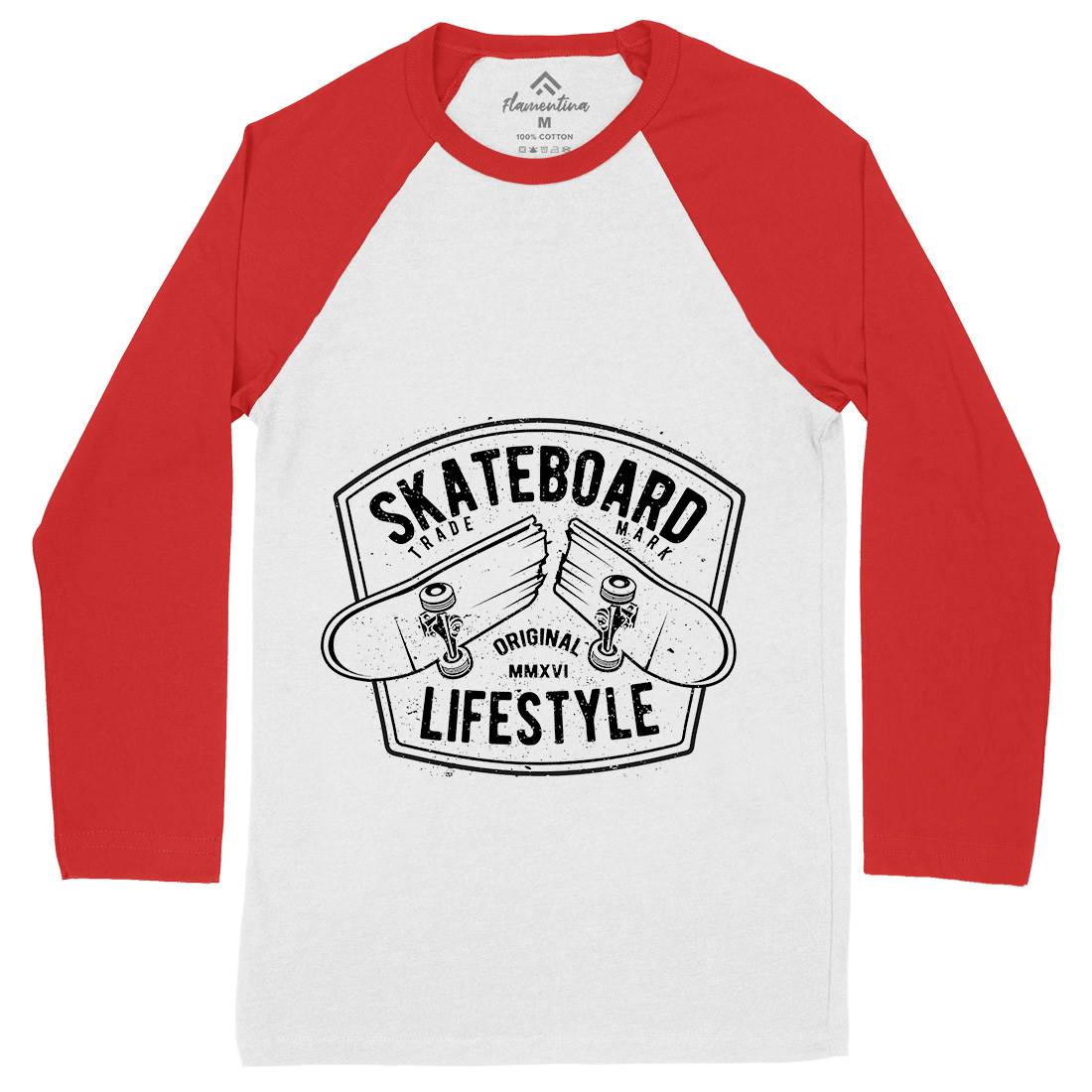 Skateboard Lifestyle Mens Long Sleeve Baseball T-Shirt Skate A145