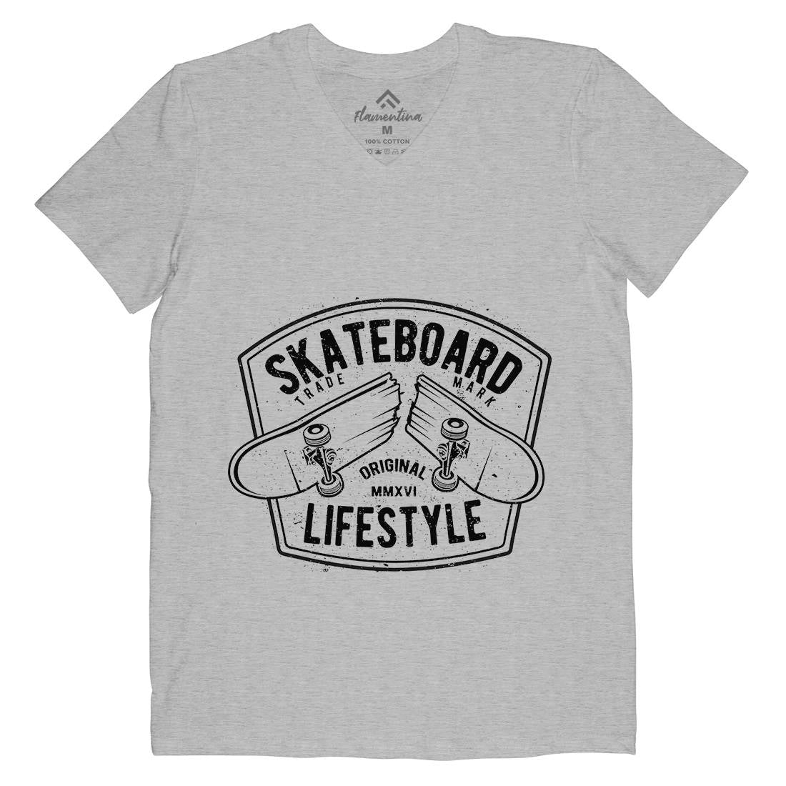 Skateboard Lifestyle Mens V-Neck T-Shirt Skate A145
