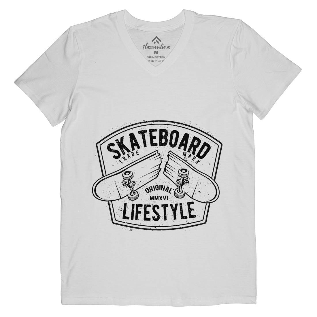 Skateboard Lifestyle Mens Organic V-Neck T-Shirt Skate A145