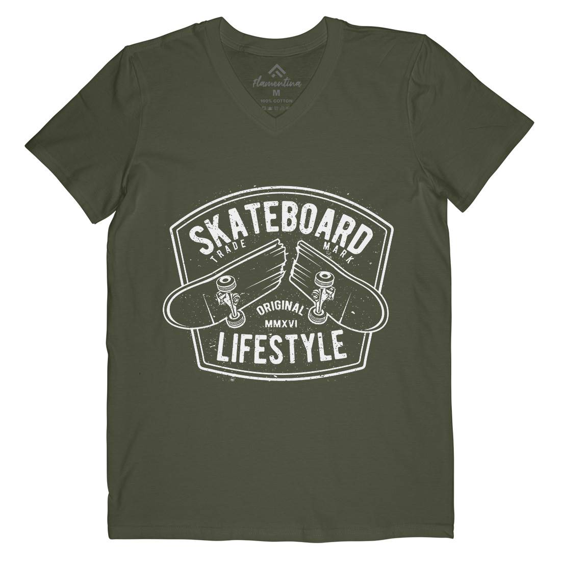 Skateboard Lifestyle Mens Organic V-Neck T-Shirt Skate A145