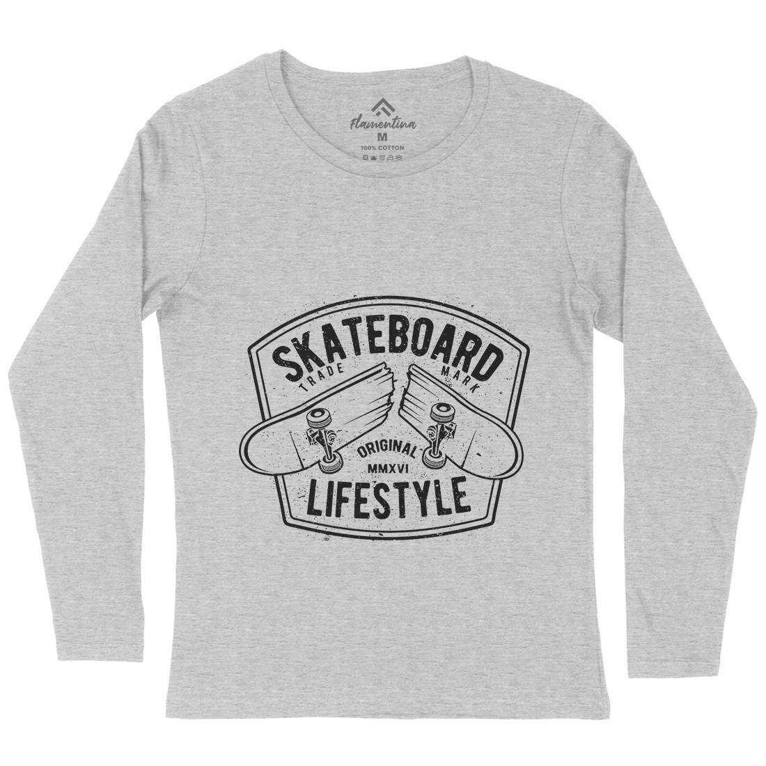 Skateboard Lifestyle Womens Long Sleeve T-Shirt Skate A145