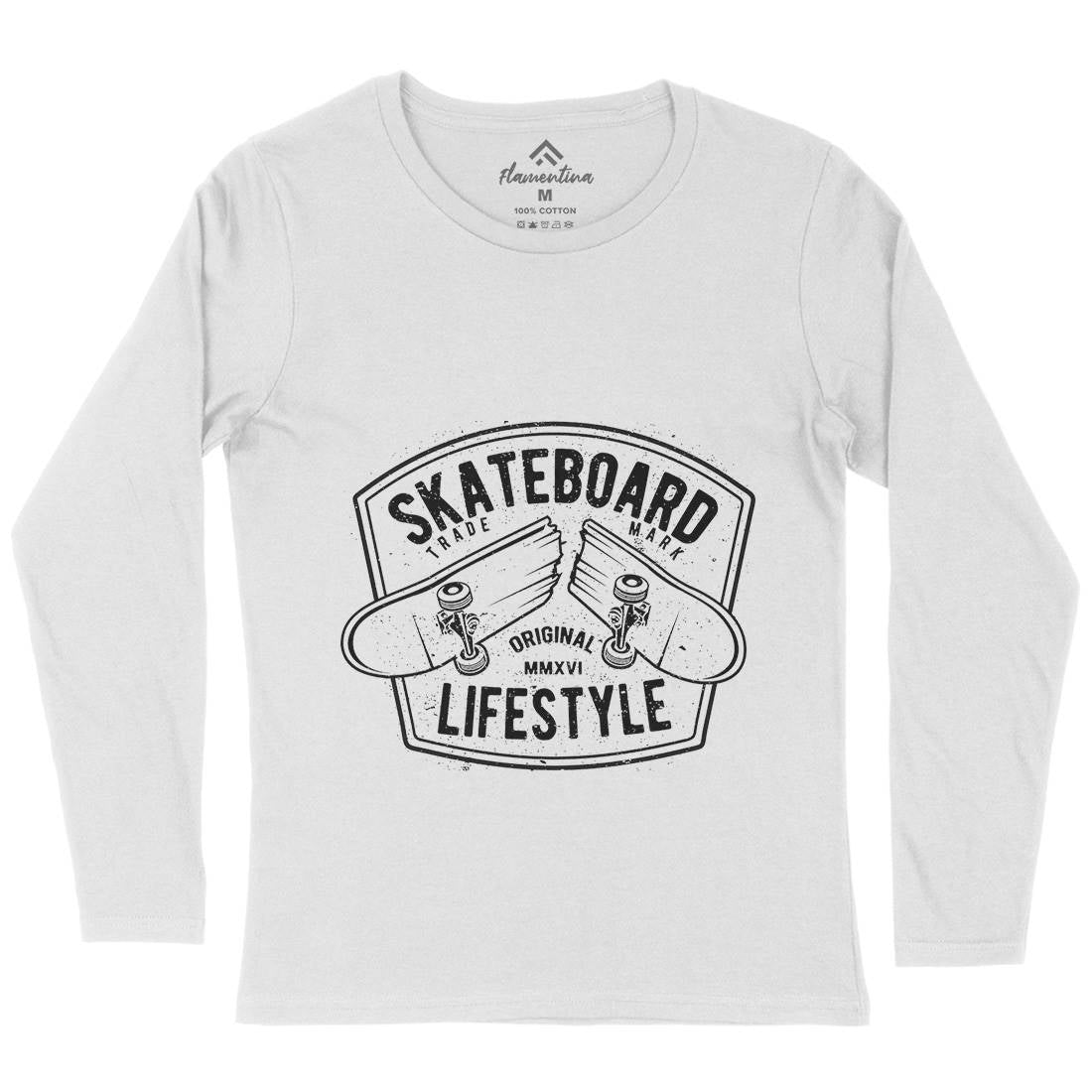 Skateboard Lifestyle Womens Long Sleeve T-Shirt Skate A145
