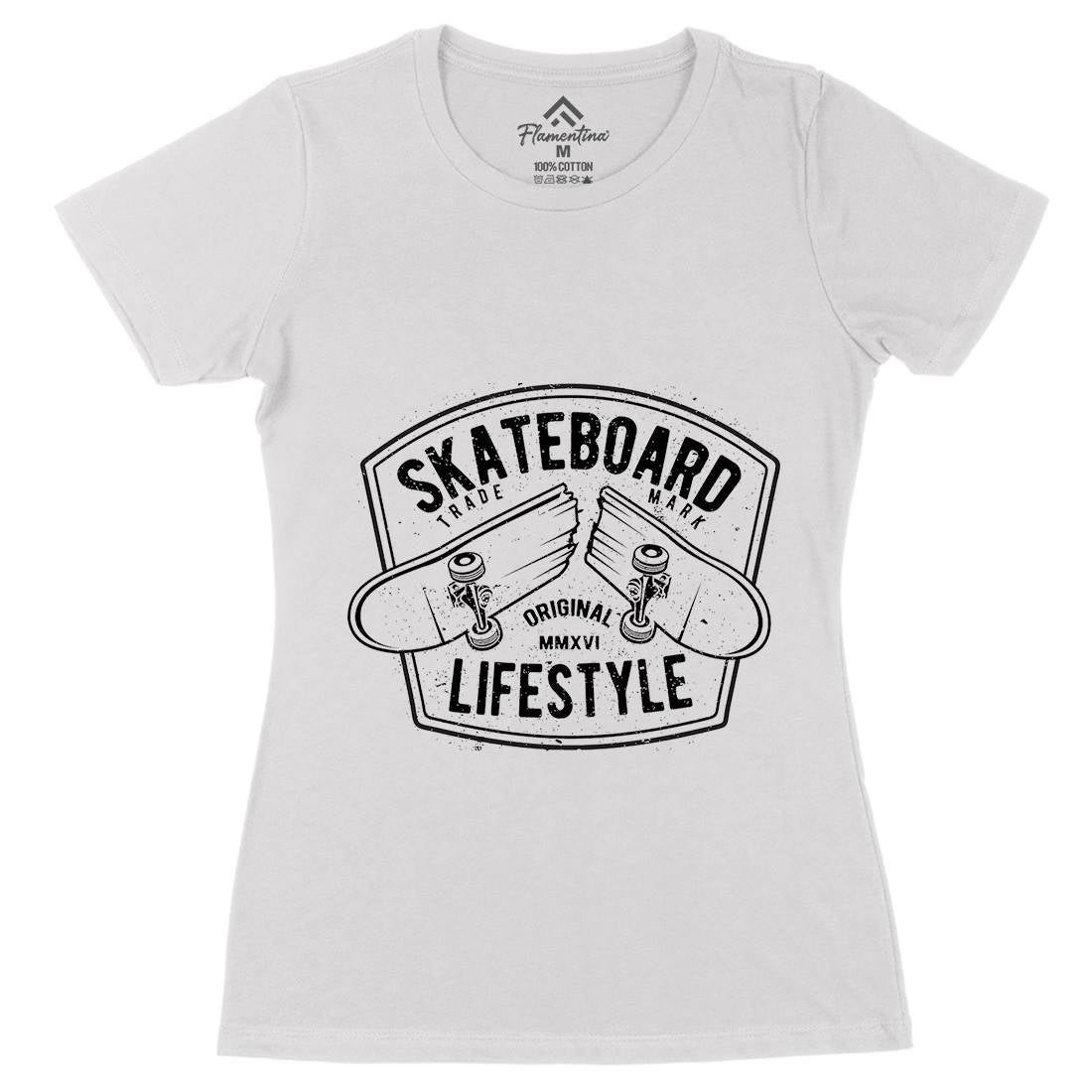 Skateboard Lifestyle Womens Organic Crew Neck T-Shirt Skate A145