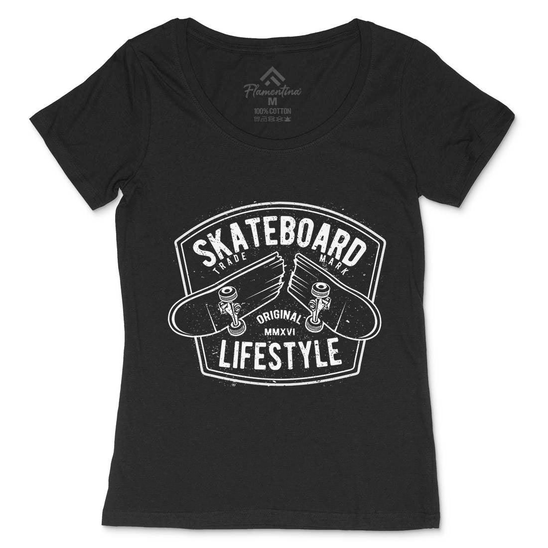 Skateboard Lifestyle Womens Scoop Neck T-Shirt Skate A145