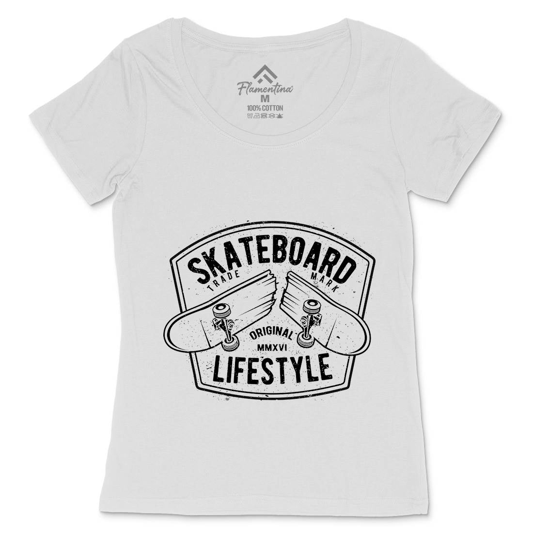 Skateboard Lifestyle Womens Scoop Neck T-Shirt Skate A145