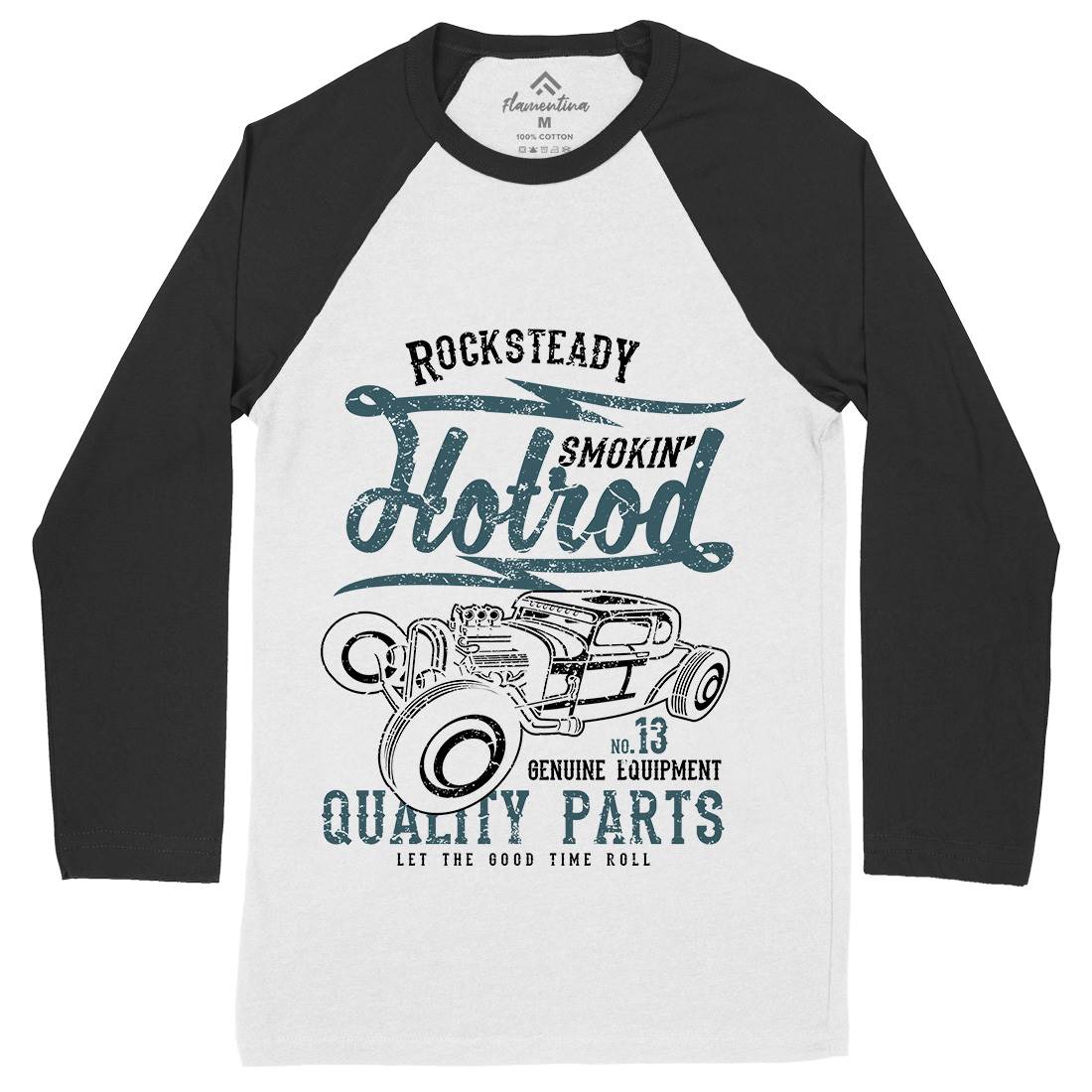 Smokin&#39; Hotrod Mens Long Sleeve Baseball T-Shirt Cars A146