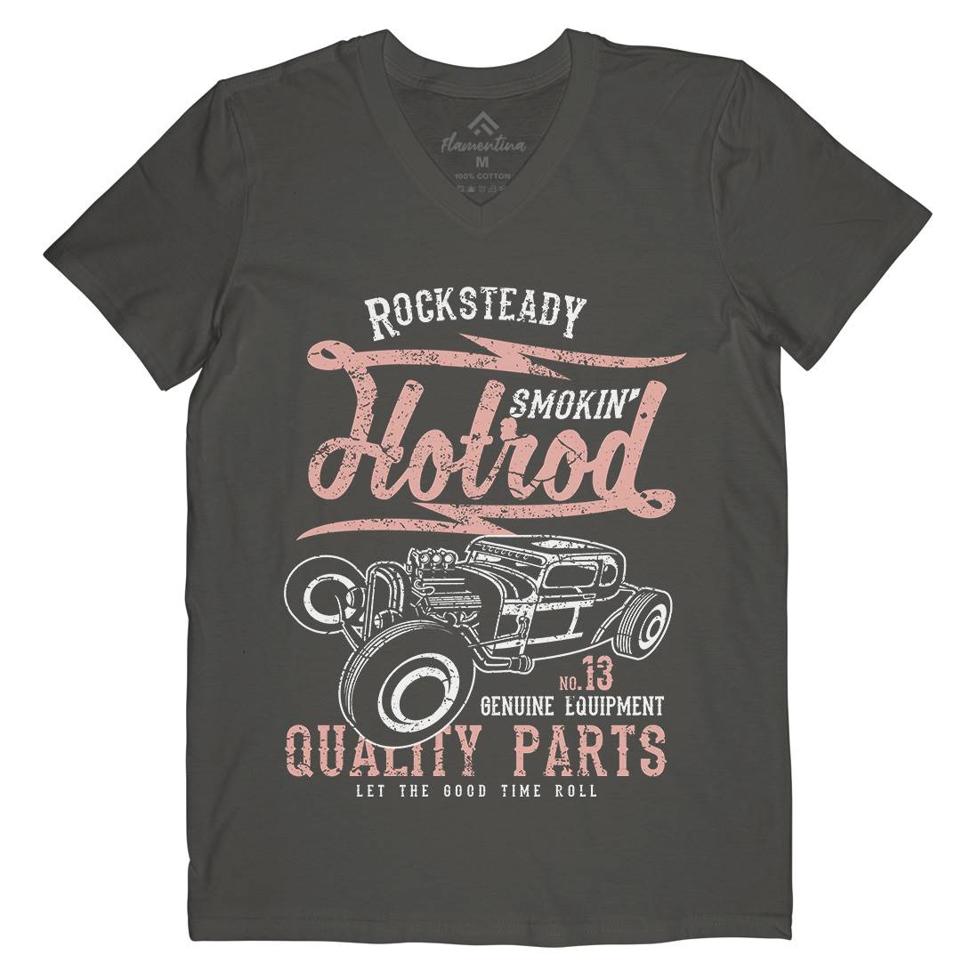 Smokin&#39; Hotrod Mens V-Neck T-Shirt Cars A146