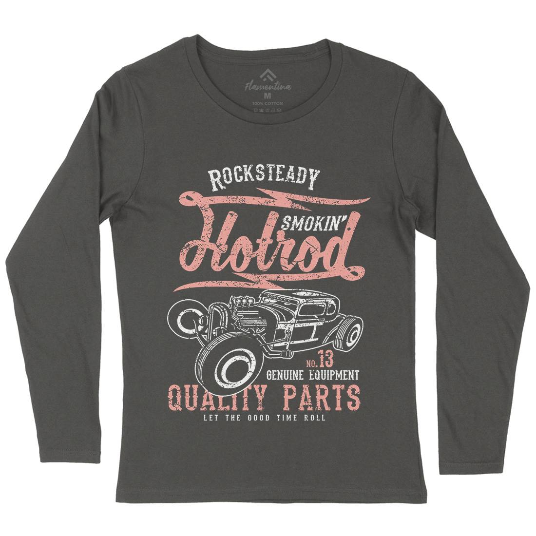 Smokin&#39; Hotrod Womens Long Sleeve T-Shirt Cars A146