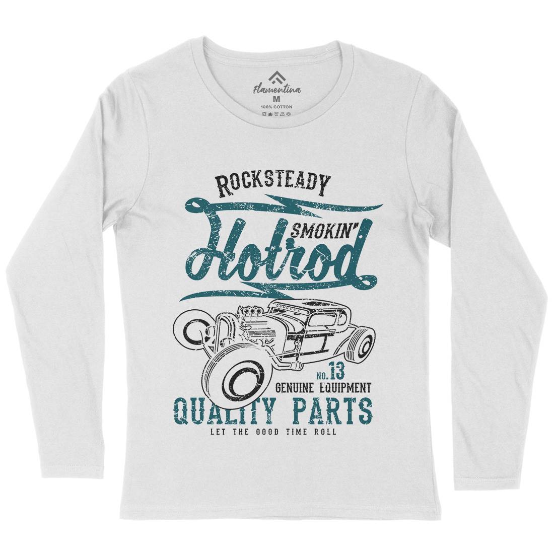 Smokin&#39; Hotrod Womens Long Sleeve T-Shirt Cars A146