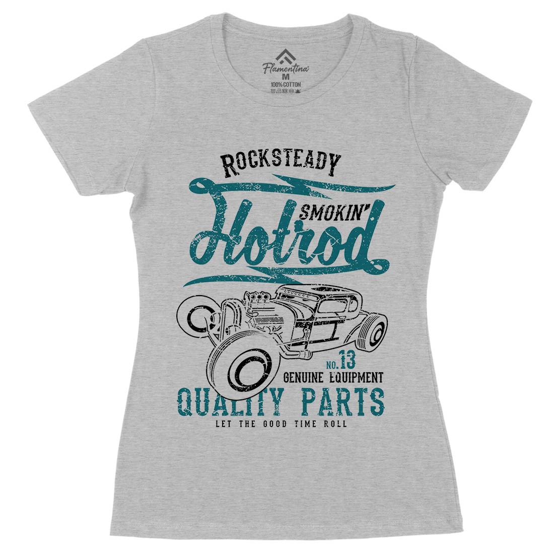Smokin&#39; Hotrod Womens Organic Crew Neck T-Shirt Cars A146
