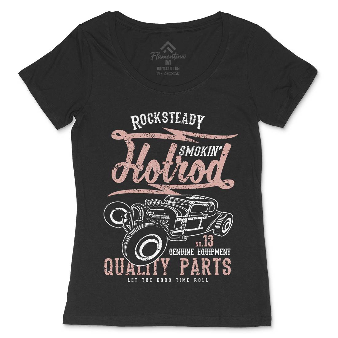 Smokin&#39; Hotrod Womens Scoop Neck T-Shirt Cars A146