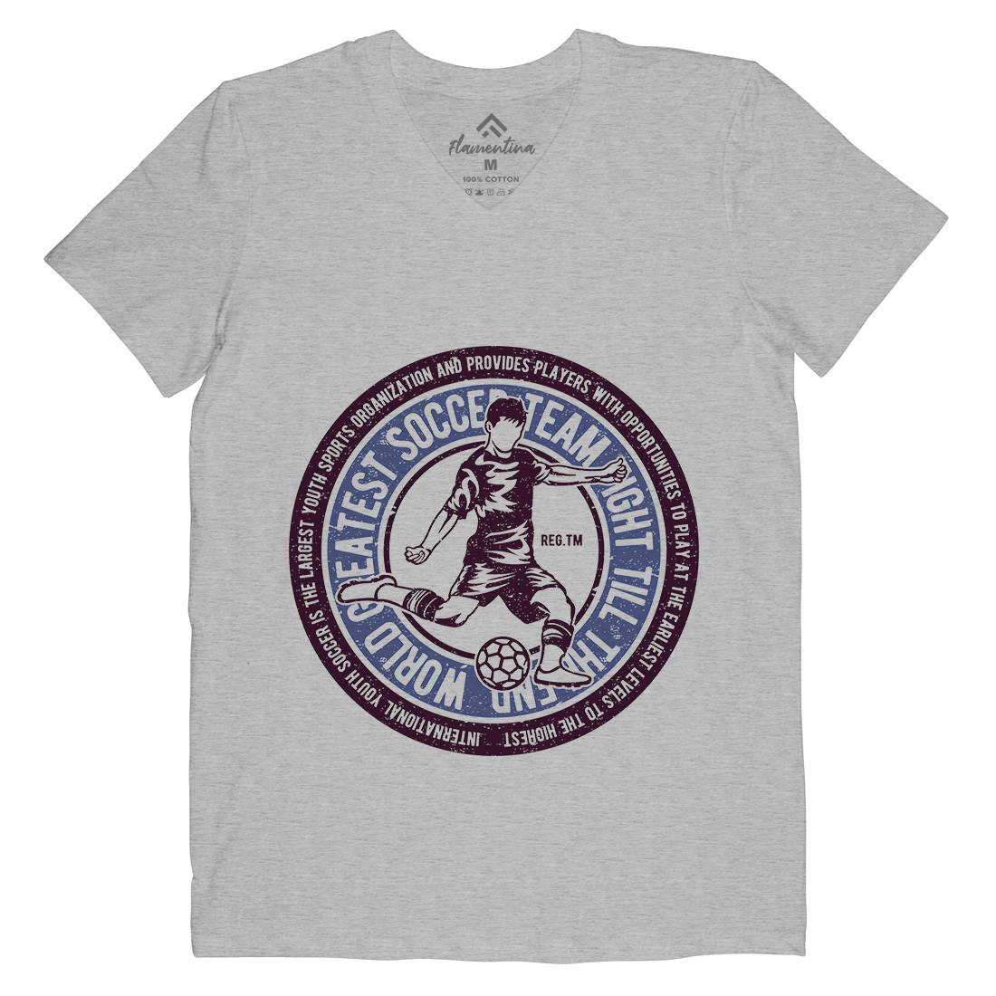 Soccer Mens Organic V-Neck T-Shirt Sport A147