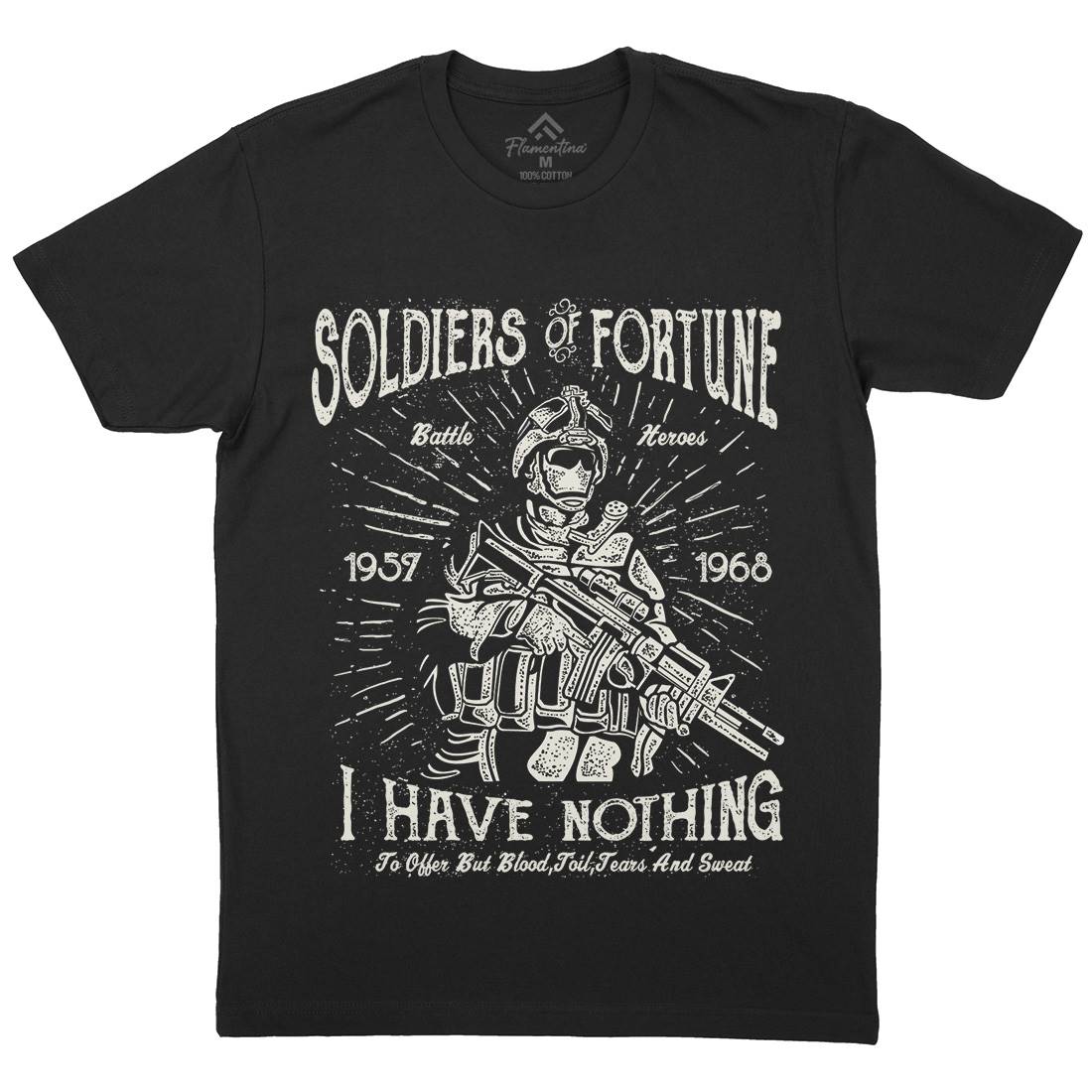 Soldiers Of Fortune Mens Organic Crew Neck T-Shirt Army A148