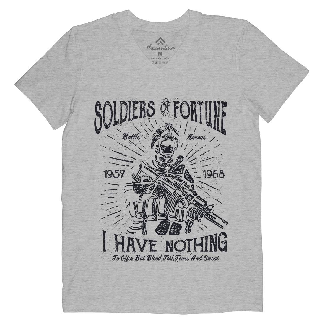 Soldiers Of Fortune Mens Organic V-Neck T-Shirt Army A148
