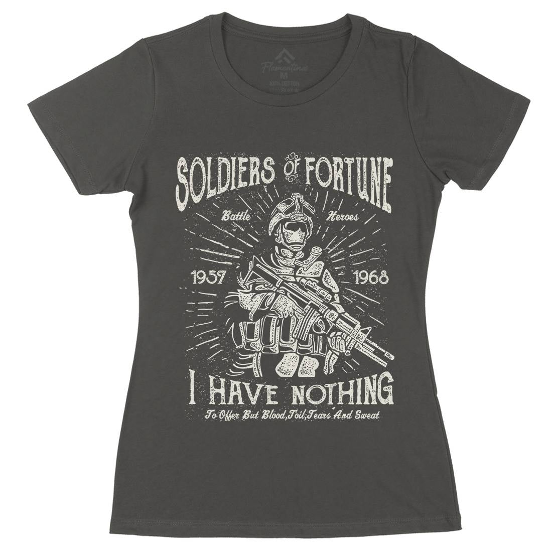 Soldiers Of Fortune Womens Organic Crew Neck T-Shirt Army A148