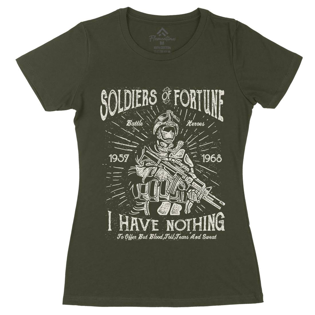 Soldiers Of Fortune Womens Organic Crew Neck T-Shirt Army A148