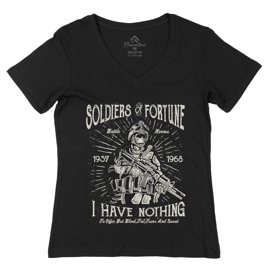 Soldiers Of Fortune Womens Organic V-Neck T-Shirt Army A148