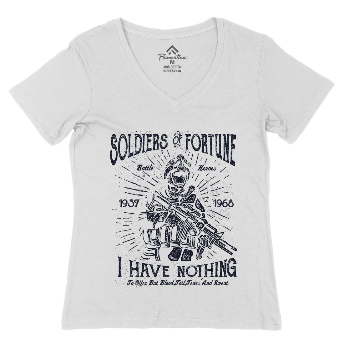 Soldiers Of Fortune Womens Organic V-Neck T-Shirt Army A148