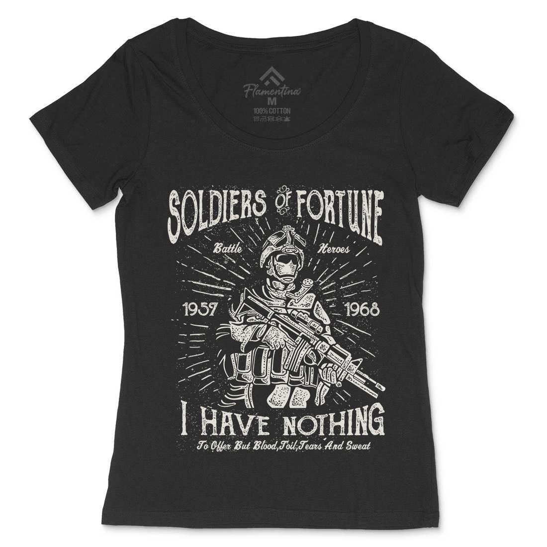 Soldiers Of Fortune Womens Scoop Neck T-Shirt Army A148